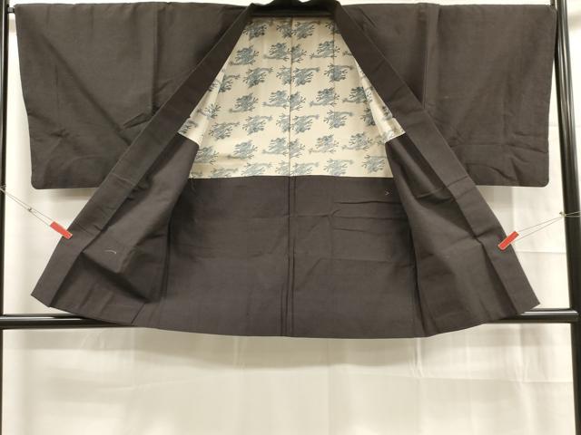 平和屋着物□男性 紬 アンサンブル 黒橡色 正絹 逸品 DAAP9296ma