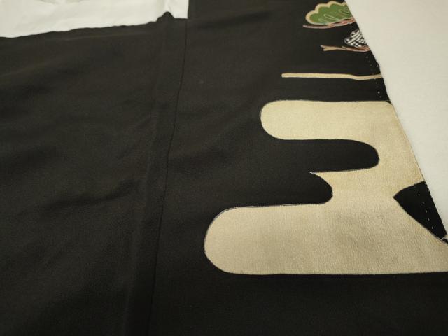平和屋着物■豪華黒留袖　万寿染　駒刺繍　束ね熨斗扇面松文　金彩　やまと誂製　正絹　逸品　DAAP9468ma