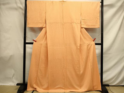 平和屋着物●上質な色無地 紗綾形地紋 杏色 正絹 逸品 DAAP9787op