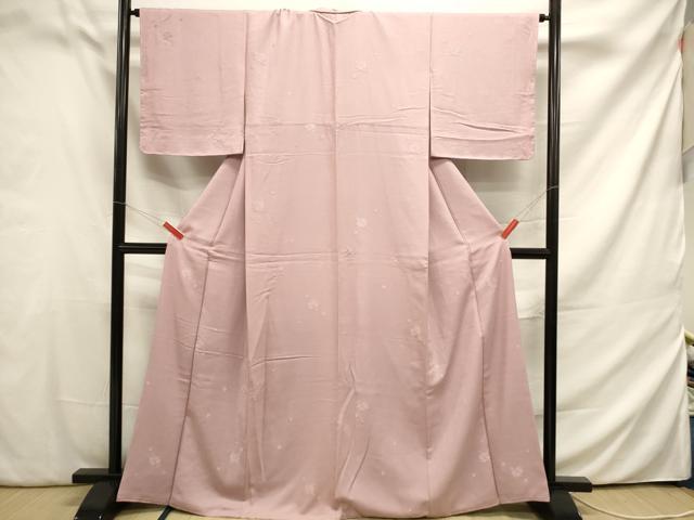 平和屋着物●上質な色無地 舞楓地紋 珊瑚色 正絹 逸品 DAAP9905op