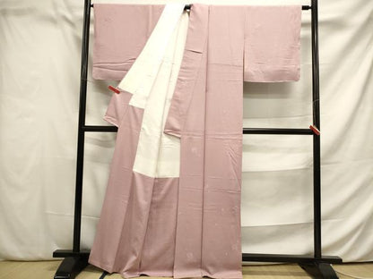 平和屋着物●上質な色無地 舞楓地紋 珊瑚色 正絹 逸品 DAAP9905op