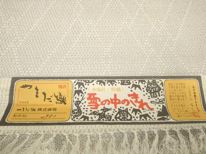 平和屋着物●本塩沢　反物　着尺　やまだ織　110亀甲　雪の中のきれ　江口マツ作　証紙付き　逸品　未使用　DAAQ1289zzz