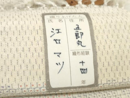 平和屋着物●本塩沢　反物　着尺　やまだ織　110亀甲　雪の中のきれ　江口マツ作　証紙付き　逸品　未使用　DAAQ1289zzz