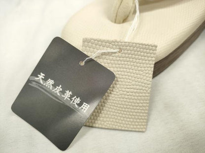 平和屋着物●和装小物 和装草履 天然皮革使用 鼻緒：江戸小紋柄 履物 逸品 未使用 DAAQ1456zzz