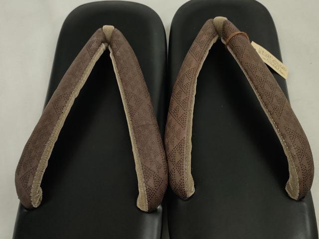 平和屋着物●男性　和装小物　草履　本皮　鼻緒：印伝風　印伝調　履物　逸品　未使用　DAAQ1473zzz