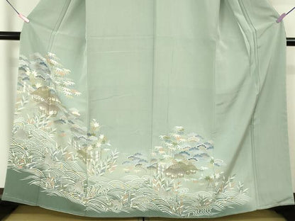 平和屋着物■豪華色留袖　流水風景松文　暈し染め　金彩　正絹　逸品　BAAS6313we