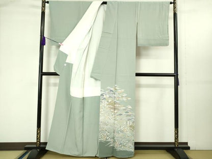 平和屋着物■豪華色留袖　流水風景松文　暈し染め　金彩　正絹　逸品　BAAS6313we
