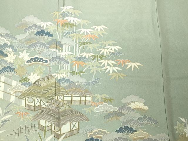 平和屋着物■豪華色留袖　流水風景松文　暈し染め　金彩　正絹　逸品　BAAS6313we