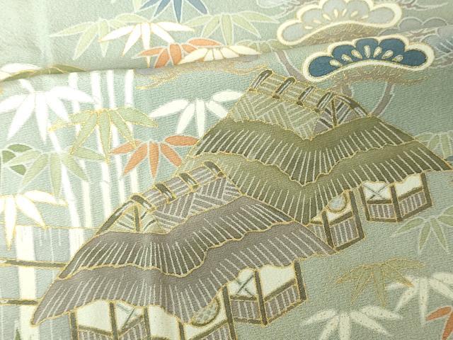 平和屋着物■豪華色留袖　流水風景松文　暈し染め　金彩　正絹　逸品　BAAS6313we