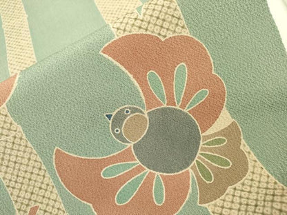 平和屋着物●つけ帯 ふくら雀 鬼しぼ縮緬 正絹 逸品 DAAQ2386fe