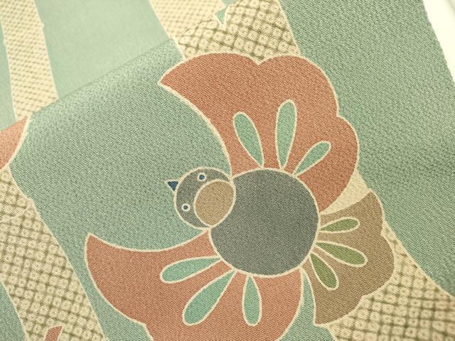 平和屋着物●つけ帯 ふくら雀 鬼しぼ縮緬 正絹 逸品 DAAQ2386fe