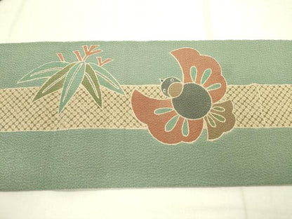 平和屋着物●つけ帯 ふくら雀 鬼しぼ縮緬 正絹 逸品 DAAQ2386fe