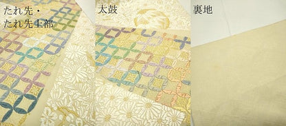 平和屋着物●西陣 六通柄袋帯 彩重唐織 つづれ唐織 草木染 吉祥百寿 金糸 共箱付き 正絹 逸品 DAAQ2444fe