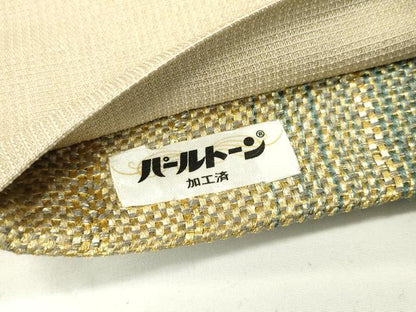 平和屋着物●ひなや工房 くむ・あむ・おる 伊豆蔵明彦 組織 太鼓柄袋帯 横段文 金糸 正絹 逸品 DAAQ2477fe