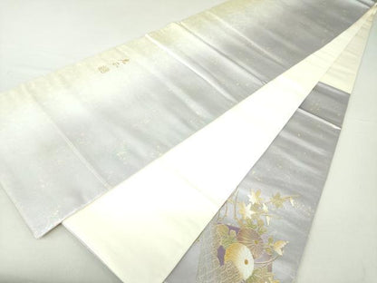 平和屋着物●金彩友禅 卓越技能者・名工・和田光正 太鼓柄袋帯 色紙重ね花文 金銀彩 引箔 正絹 逸品 未使用 DAAQ2815ps