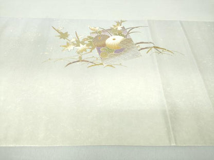 平和屋着物●金彩友禅 卓越技能者・名工・和田光正 太鼓柄袋帯 色紙重ね花文 金銀彩 引箔 正絹 逸品 未使用 DAAQ2815ps