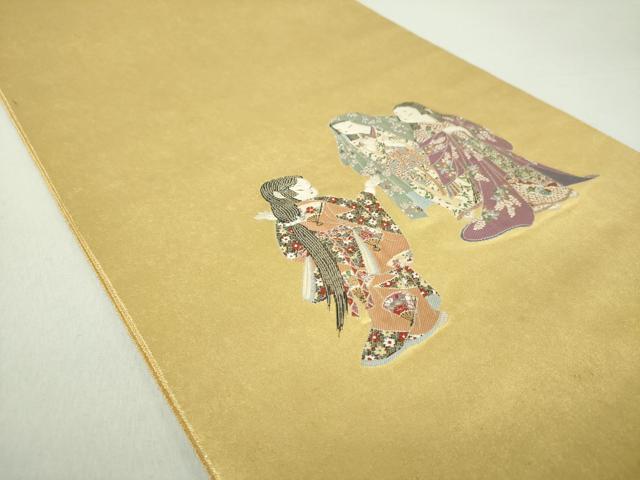 平和屋着物●加賀友禅の巨匠　初代　由水十久　西陣　長嶋成織物　ながしま帯　太鼓柄袋帯　観桜　引箔　本金箔　瀞金錦　逸品　DAAQ2819ps