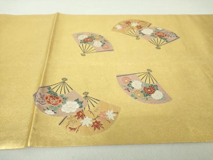 平和屋着物●加賀友禅の巨匠　初代　由水十久　西陣　長嶋成織物　ながしま帯　太鼓柄袋帯　観桜　引箔　本金箔　瀞金錦　逸品　DAAQ2819ps