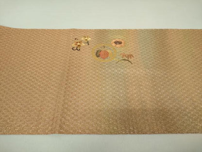 平和屋着物●ひなや工房 くむ・あむ・おる 伊豆蔵明彦 太鼓柄袋帯 刺繍 宝尽くし花文 金糸 正絹 逸品 DAAQ2846ps