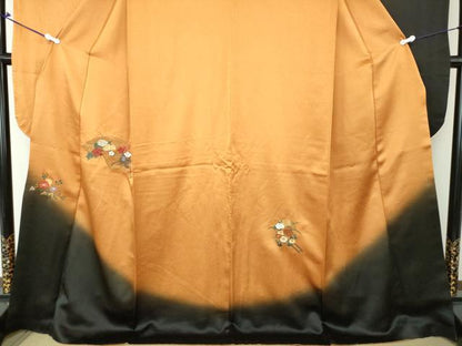 平和屋着物●中国三大刺繍　スワトウ刺繍　汕頭刺繍　総刺繍　振袖　地紙花車文　暈し染め　金糸　正絹　逸品　DAAQ2863ps