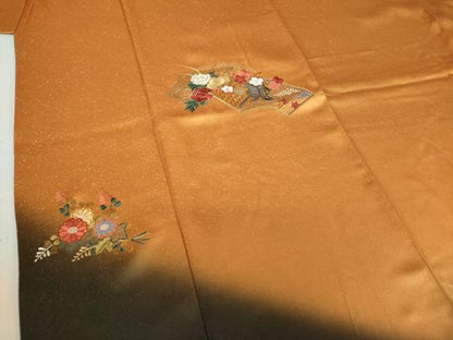 平和屋着物●中国三大刺繍　スワトウ刺繍　汕頭刺繍　総刺繍　振袖　地紙花車文　暈し染め　金糸　正絹　逸品　DAAQ2863ps