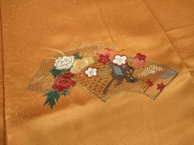 平和屋着物●中国三大刺繍　スワトウ刺繍　汕頭刺繍　総刺繍　振袖　地紙花車文　暈し染め　金糸　正絹　逸品　DAAQ2863ps