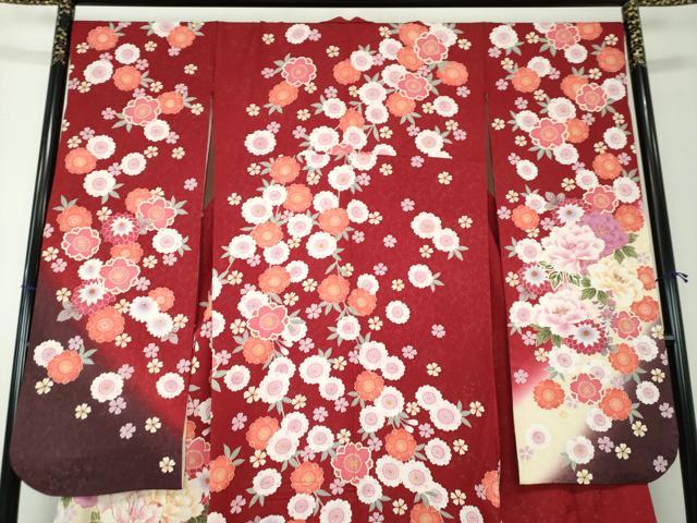 平和屋着物●豪華振袖 駒刺繍 束ね熨斗花文 暈し染め 金彩 金通し地 正絹 逸品 DAAQ2867ps