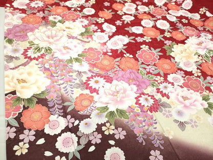 平和屋着物●豪華振袖 駒刺繍 束ね熨斗花文 暈し染め 金彩 金通し地 正絹 逸品 DAAQ2867ps