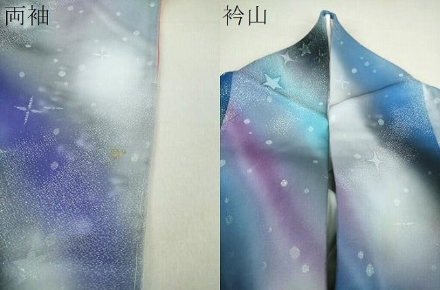 平和屋着物●上質な小紋　星　暈し染め　ラメ糸　正絹　逸品　DAAQ2875ps