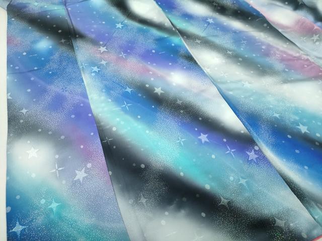 平和屋着物●上質な小紋　星　暈し染め　ラメ糸　正絹　逸品　DAAQ2875ps