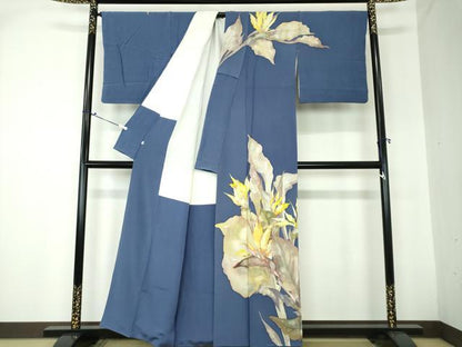 平和屋着物●手描友禅女流作家　一色生子　訪問着　ろうけつ染め　草花文　正絹　逸品　DAAQ2889ps