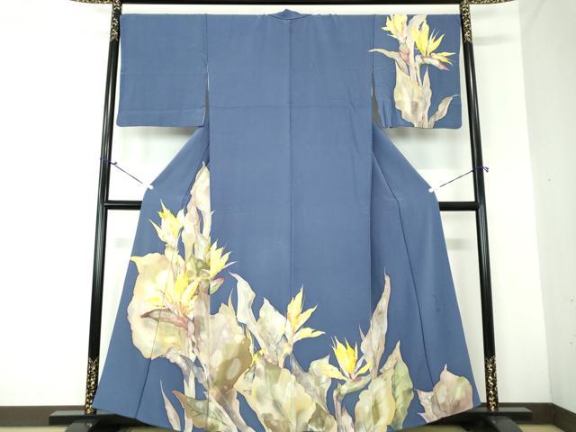 平和屋着物●手描友禅女流作家　一色生子　訪問着　ろうけつ染め　草花文　正絹　逸品　DAAQ2889ps