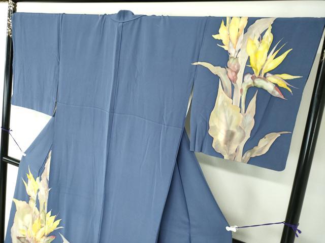 平和屋着物●手描友禅女流作家　一色生子　訪問着　ろうけつ染め　草花文　正絹　逸品　DAAQ2889ps