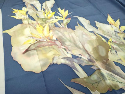 平和屋着物●手描友禅女流作家　一色生子　訪問着　ろうけつ染め　草花文　正絹　逸品　DAAQ2889ps