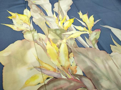 平和屋着物●手描友禅女流作家　一色生子　訪問着　ろうけつ染め　草花文　正絹　逸品　DAAQ2889ps