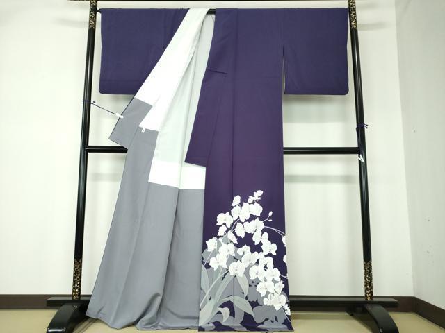 平和屋着物●色留訪問着 作家物 手描き 胡蝶蘭 正絹 逸品 DAAQ2924ps