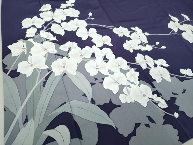 平和屋着物●色留訪問着 作家物 手描き 胡蝶蘭 正絹 逸品 DAAQ2924ps