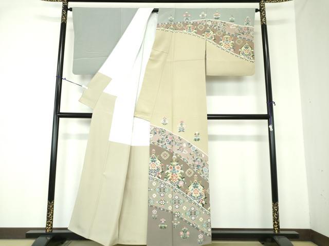 平和屋着物●訪問着 作家物 洋花文 金銀彩 正絹 逸品 DAAQ2930ps