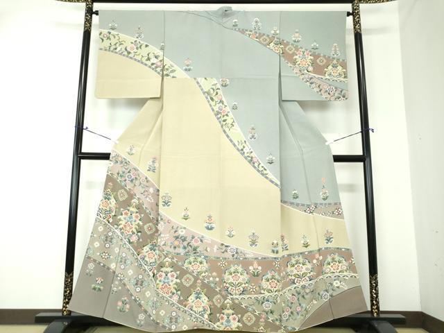 平和屋着物●訪問着 作家物 洋花文 金銀彩 正絹 逸品 DAAQ2930ps