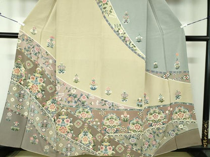 平和屋着物●訪問着 作家物 洋花文 金銀彩 正絹 逸品 DAAQ2930ps