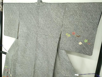 平和屋着物●訪問着 駒刺繍 総刺繍 絞り 松竹梅 黒地 金糸 正絹 逸品 未使用 DAAQ2947ps