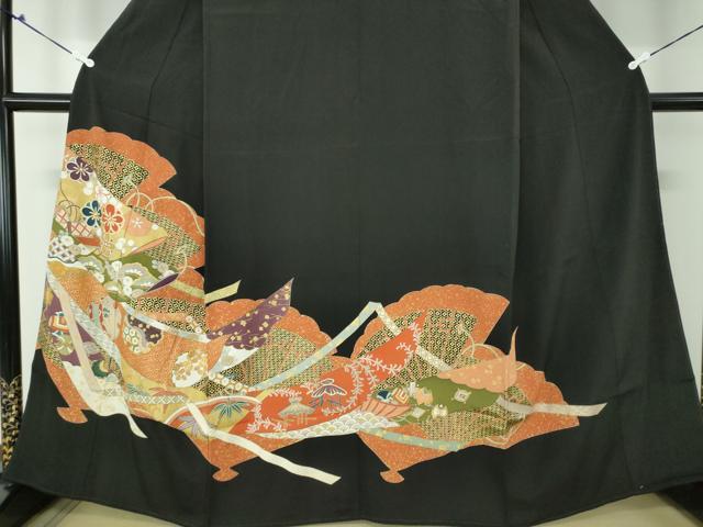 平和屋着物●豪華黒留袖　駒刺繍　雪輪吉祥花文　金彩　阪急百貨店扱い　正絹　逸品　DAAQ2954ps