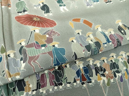 平和屋着物●十日町　加賀草木友禅の第一人者　田村哲彦　訪問着　大名行列　暈し染め　ロング丈　正絹　逸品　未使用　DAAQ2969ps