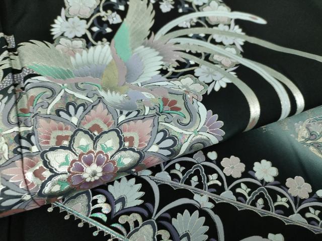 平和屋着物●伝統工芸士　村井紀夫　黒留袖　正倉院鳳凰花文　暈し染め　金銀彩　正絹　逸品　DAAQ2970ps