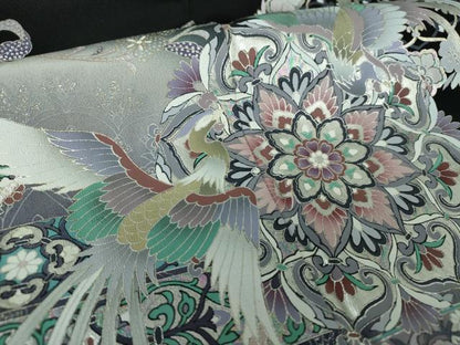 平和屋着物●伝統工芸士　村井紀夫　黒留袖　正倉院鳳凰花文　暈し染め　金銀彩　正絹　逸品　DAAQ2970ps