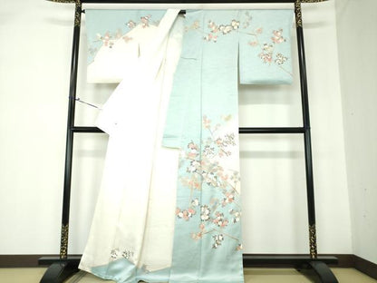 平和屋着物●訪問着　駒刺繍　枝花文　金彩　ゑり善扱い　正絹　逸品　DABE5346ps