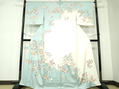平和屋着物●訪問着　駒刺繍　枝花文　金彩　ゑり善扱い　正絹　逸品　DABE5346ps