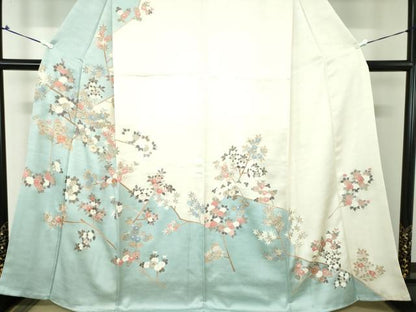 平和屋着物●訪問着　駒刺繍　枝花文　金彩　ゑり善扱い　正絹　逸品　DABE5346ps