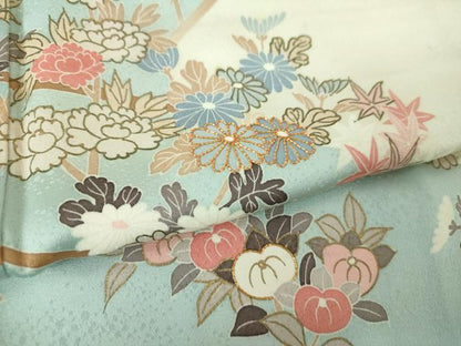 平和屋着物●訪問着　駒刺繍　枝花文　金彩　ゑり善扱い　正絹　逸品　DABE5346ps