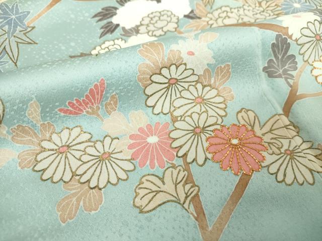 平和屋着物●訪問着　駒刺繍　枝花文　金彩　ゑり善扱い　正絹　逸品　DABE5346ps